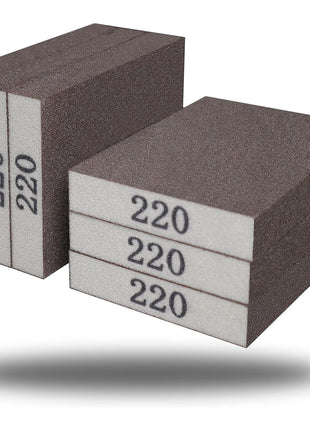 Tonmp 6 Pack 220 Grit Superfine Sanding Sponge, Washable and Reusable Great for Pot Brush Pan Brush Sponge Brush Glasses Sanding Wood Sanding Metal Sanding (220 Grit-6 Pack)