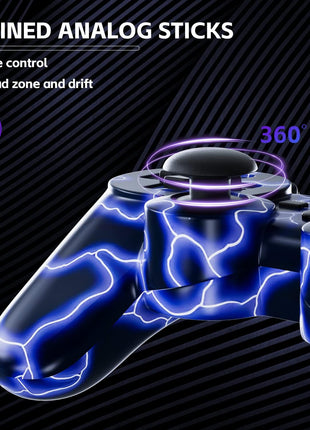 Wireless Controller for PS-3 Motion Sense Double Vibration Upgraded Gaming Remote for Play 3 with Charging Cord (Blue+Purple)