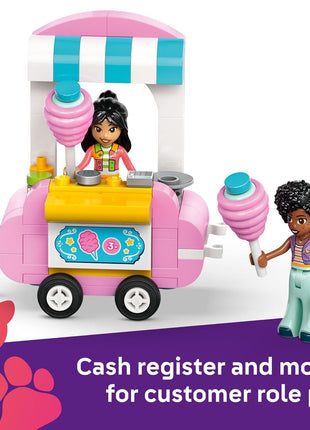 LEGO Friends Cotton Candy Stand and Scooter - Building Toy Pretend Play Set for Kids, Girls and Boys, Ages 6+ - with 2 Minidolls, Wheelable Food Cart and Accessories - Gift Idea for Birthday - 42643