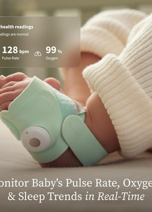 Owlet Dream Sock Smart Wearable Baby Monitor Tracks Heart Rate & Oxygen in Real Time Parents Receive Alerts, Sleep Insights & More via App - Mint