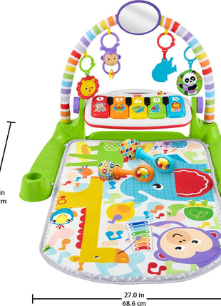 Fisher-Price Baby Playmat Deluxe Kick & Play Piano Gym for Learning & 2 Maracas Soft Rattles for Newborn to Toddler Play Ages 0+ Months