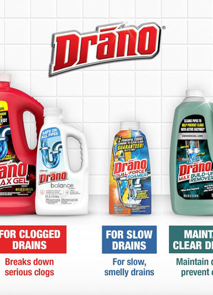 Drano Max Gel Drain Clog Remover and Cleaner for Shower or Sink Drains, Unclogs and Removes Hair, Soap Scum, Blockages, 32 oz