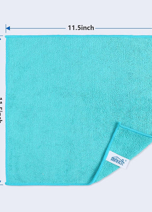 HOMExCEL Microfiber Cleaning Cloth,12 Pack Cleaning Rags, Cleaning Towels with 4 Color Assorted, 11.5 inchx11.5 inch(Green/Blue/Yellow/Pink)