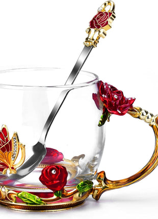 Gifts for Mom Women Stocking Stuffers for Women Christmas Glass Coffee Enamels Mug Valentines Gifts for Her Girlfriend Wife Best Birthday Valentine's Mothers Day from Daughter Son Tea Cup