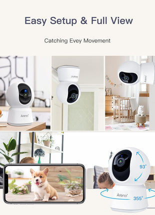 ARENTI 5G Indoor Security Camera, 4MP Pet Camera with Speaker for Dog/Cat, Baby Monitor with Phone App, Dual-Band WiFi, Auto Tracking, Super Night Vision, 2-Way Talk, Cloud & SD Card Storage(P2Q)