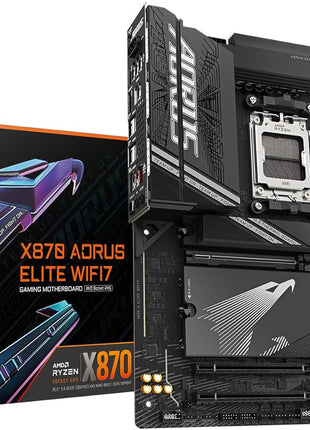 GIGABYTE X870 AORUS Elite WIFI7 AMD AM5 LGA 1718 Motherboard, ATX, DDR5, 4X M.2, PCIe 5.0, USB4, WIFI7, 2.5GbE LAN, EZ-Latch, 5-Year Warranty