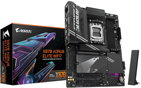 GIGABYTE X870 AORUS Elite WIFI7 AMD AM5 LGA 1718 Motherboard, ATX, DDR5, 4X M.2, PCIe 5.0, USB4, WIFI7, 2.5GbE LAN, EZ-Latch, 5-Year Warranty
