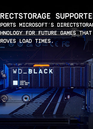 WD_Black SN850X 4TB NVMe SSD with Heatsink - M.2 2280, Up to 7,300 MB/s Read speeds, Up to 6,300 MB/s Write speeds, Gaming Expansion, High Performance Internal Solid State Drive - WDS400T2XHE