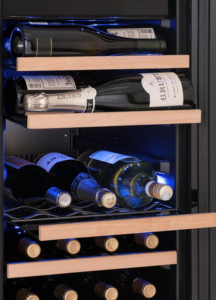 NewAir Shadow Series Wine Cooler Refrigerator 56 Bottles Dual Temperature Zones, Freestanding Mirrored Wine and Beverage Fridge with Double-Layer Tempered Glass Door & Compressor Cooling for Wine