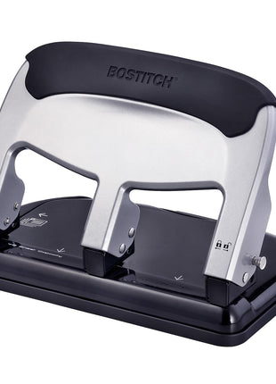 Bostitch Office EZ Squeeze Heavy Duty 3 Hole Punch, 40-Sheet Capacity, Use Less Force, Perfect for Home Office School Supplies, Sleek Design, Silver