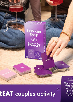 Let's Get Deep by Relatable, A Question Card Game for Couples, Great for Date Night Ideas, Couples Gifts, Wedding Gifts, and Long Distance Relationship Gifts, Includes 200 Cards to Build Up Intimacy