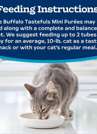 Blue Buffalo Tastefuls Mini Purées, Adult Cat Natural Single-Serving Snack, 4-Count Variety Pack Chicken and Tuna, 0.5 oz. (Pack of 4)