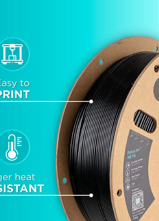 Polymaker PETG Filament 1.75mm 1kg Black 3D Printer Filament, PolyLite PETG 3D Printing Filament 1.75mm, Dimensional Accuracy  0.03mm, Print with Most 3D Printers