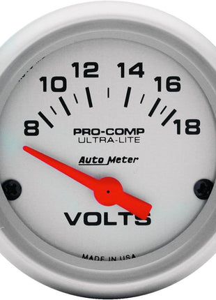 Auto Meter 4391 Ultra-Lite Electric Voltmeter Gauge, Regular, 2.3125 in.