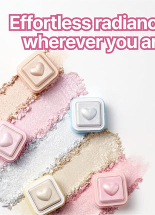 COLORGRAM Milk Bling Heartlighter 01 Peach Heart | Silky Smooth Versatile Creamy Highlighter with Shimmery Finish, Soft and Natural Glow Perfect for Daily Makeup