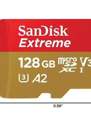 SANDISK 128GB Extreme microSDXC UHS-I Memory Card with Adapter - C10, U3, V30, 4K, 5K, A2, Micro SD Card - SDSQXAA-128G-GN6MA