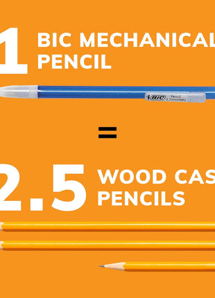 BIC Xtra-Sparkle Number 2 Mechanical Pencils, 24-Count Pack, 0.7mm Point | Colorful Sparkle Barrels, Multicolor Design, Ideal for School Supplies, Smudge-Resistant Lead, Medium Point, Erasers