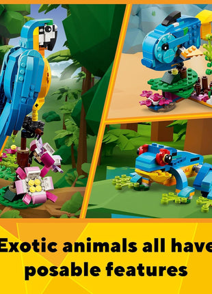 LEGO Creator 3 in 1 Exotic Parrot Building Toy Set, Transforms to 3 Different Animal Figures - from Colorful Parrot, to Swimming Fish, to Cute Frog, Creative Toys for Kids Ages 7 and Up, 31136