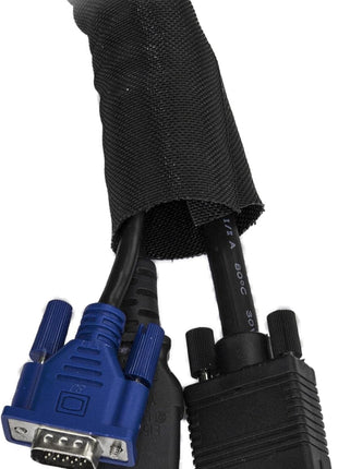 StarTech.com 6.5' (2m) Cable Management Sleeve - Flexible Coiled Cable Wrap - 1.0-1.5 inch dia. Expandable Sleeve - Polyester Cord Manager/Protector/Concealer - Black Trimmable Cable Organizer (WKSTNCM)