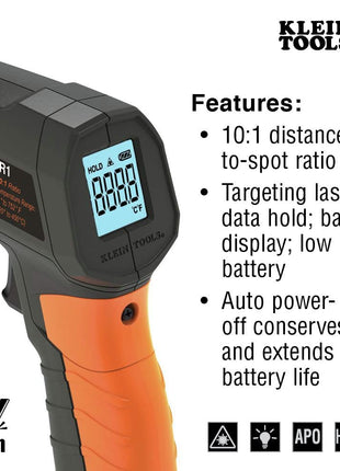 Klein Tools IR1 Infrared Thermometer, Digital Laser Gun is Non-Contact Thermometer with a Temperature Range -4 to 752-Degree Fahrenheit