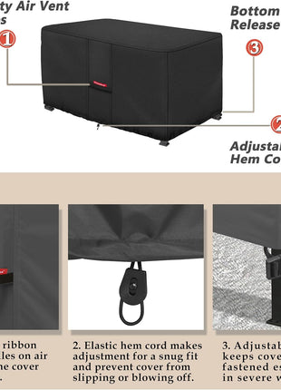 Porch Shield Patio Fire Pit Cover - Waterproof 600D Outdoor Rectangular Fire Table Cover Deck Box Protector - 44 x 26 inch, Black