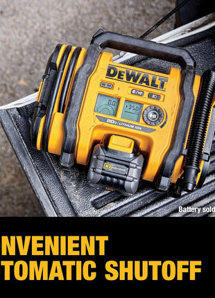 DEWALT Tire Inflator Portable Air Compressor 20V MAX, Car Air Pump with Automatic Shut Off, LED Light, Tool Only (DCC020IB)