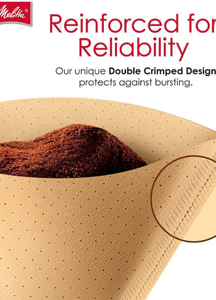 Melitta #4 Unbleached Coffee Filters, Premium, Natural Brown, Flavor Enhancing Coffee Filters for 8-12 Cup Coffee Makers, Kosher Certified, Compostable, 100 Count (Pack of 3)