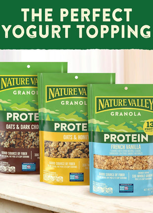 Nature Valley Protein Granola, Oats and Honey Granola, Resealable Snack Pouch, Family Size, 17 oz