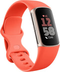 Fitbit Charge 6 Fitness Tracker with Google Apps - Heart Rate on Exercise Equipment - 3-Month Google Health Premium Membership Included - Health Tools - Gold/Coral - Small&Large Bands Included