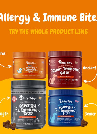 Zesty Paws Dog Allergy Relief- Dog Itching Skin Relief- Dog Probiotics for Itchy Skin and Itchy Ears- Dog Allergy Paw Relief- Dog Allergy Chews- Dog Itch Relief - Dog Skin Allergy Relief - Lamb - 90ct