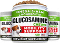 (Pack of 3) Glucosamine Treats for Dogs - Joint Supplement w/Omega-3 Fish Oil - Chondroitin, MSM - Advanced Mobility Chews - Joint Pain Relief - Hip & Joint Care - Chicken Flavor - Made in USA