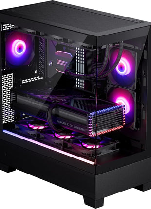 Phanteks XT View, Compact ATX Mid-Tower Gaming Chassis, Tempered Glass Front and Side Window, USB-C 3.2 Gen2, 3X M25-120 DRGB Fans Included(Black)
