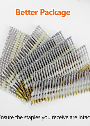 21 Degree Framing Nails 4 SIZES (2 inch+2-1/2 inch+3.0 inch) Ring Shank+3-1/2 inch Smooth Shank), Full Round Head Hot Dipped Galvanized, 100 per Size, 400 Count, Assorted Size, 20 to 22 Degree Framing Nailer