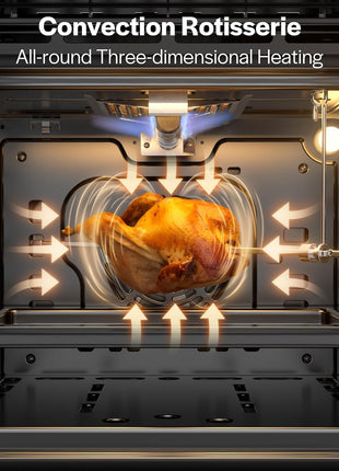 Empava 24" Single Gas Wall Oven Bake Broil Rotisserie Functions with Digital Timer and Convection Fan in Stainless Steel
