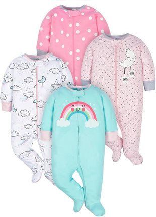 Gerber Baby Girls 4 Pack Sleep 'N Play Footie Bear Pink 0-3 Months