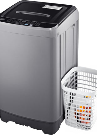 Anypro Portable Washing Machines 17.8LBS Full Automatic Clothes Washer and Spinner Combo with 10 Programs and 8 Water Levels, Compact Laundry Wash Spin Dryer for Apartment RV Dorm Home, Grey