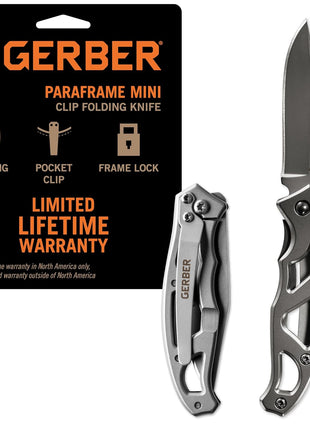 Gerber Gear Paraframe Mini Pocket Knife, 2.2 inch Fine Edge Small EDC Folding Knife with Safety Lock for Everyday Carry, Gifts for Men, Stainless Steel