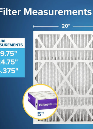 Filtrete 20x25x5 AC Furnace Air Filter, MPR 1550, MERV 12, Fits Trion AirBear, CERTIFIED Asthma & Allergy Friendly, Electrostatic Air Cleaning Filter, 1-Pack (actual size 19.56 x 24.13 x 4.75)