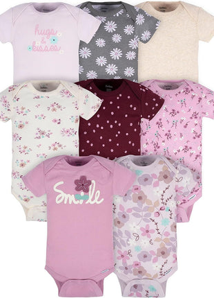 Gerber Baby 8-Pack Short Sleeve Onesies Bodysuits, Clouds, 0-3 Months
