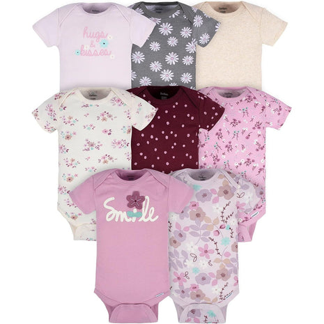 Gerber Baby 8-Pack Short Sleeve Onesies Bodysuits, Clouds, 0-3 Months