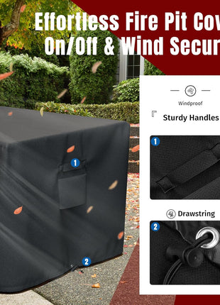 SHINESTAR Square Fire Pit Cover, Fits for 28-32 Inch Fire Pit Table, Waterproof and Windproof, 32 x 32 x 24 Inches, Black