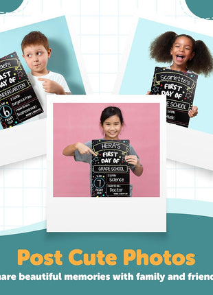First Day Last Day of School Double Sided Sign (Dry Erase Board for Liquid Chalk Markers - 12 inch x 7.9 inch)