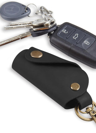 MAKYN Leather Wrap Keychain, Key Holder Pouch Keychain, Car Key Holder, Motorcycle Key Holder Organizer, Key Holder with Keyring (Black)