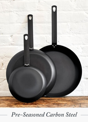 Merten & Storck 10" Pre-Seasoned Carbon Steel Frying Pan Skillet | Natural Nonstick with Use, Induction & All Stovetop Suitable, Grill & Campfire Safe, Even Heating, Indoor/Outdoor Use