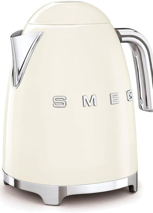 SMEG KLF03 Electric Kettle 1.7L (7 Cup), Retro Hot Water Boiler for Tea & Coffee, Fast Boiling, Auto Shut-Off, Soft Open Lid, 360° Swivel Base Countertop Kettle – Cream