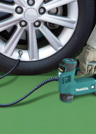 Makita DMP180ZX 18V LXT® Lithium-Ion Cordless Inflator, Battery Powered, Tool Only(battery and charger not included);Presta valve adapter;Sports ball needle;Tapered adapter, Teal