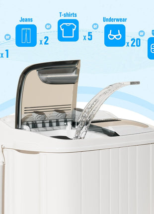 Pataku Portable Washing Machine, 17.6 Lbs Compact Mini Washer and Dryer Combo,Twin Tub Laundry Washer with Spin Cycle, Soaking Function Ideal for Apartment, Dorms, RVs Camping, Grey