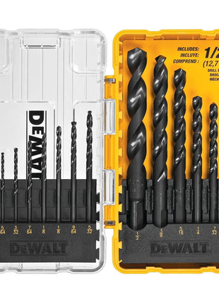 DEWALT Drill Bit Set, 3-Flats Shank,14-Piece, 135 Degree Split Point, for Plastic, Wood and Metal (DWA1184)