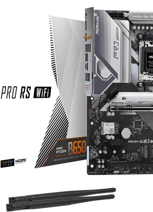 ASRock B650 Pro RS WiFi Socket AM5 ATX Motherboard, Supports AMD Ryzen 9000/8000/7000 Series, DDR5 7200+ (OC), PCIe Gen5 M.2, WiFi 6E, 2.5G LAN