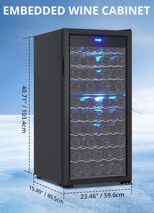 66 bottles Wine Fridge Full Size Single Zone - Tall Wine Cooler Cellars Large Cabinet Wine Refrigerator Home Bar Chiller Freestanding with French Glass Door